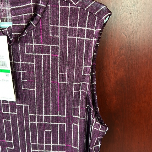 CALVIN KLEIN purple high neck sleeveless top size Large - Picture 4 of 8